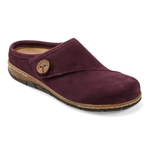 Ezra Round Toe Casual Slip-on Flat Clogs eggplant purple suede sz 8.5 wide $99 - Picture 1 of 7